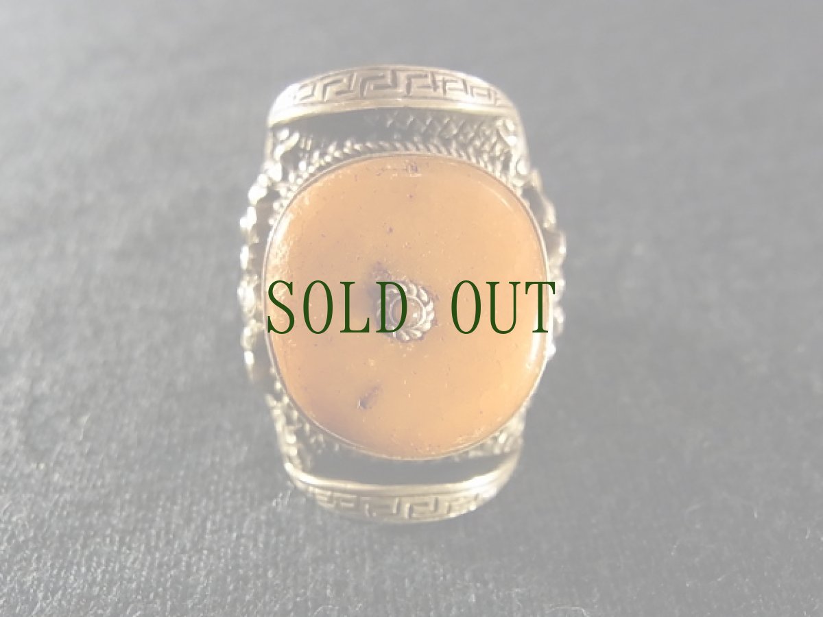 画像2: チベットオールドアンバー（琥珀 ）の銀製リング (2)