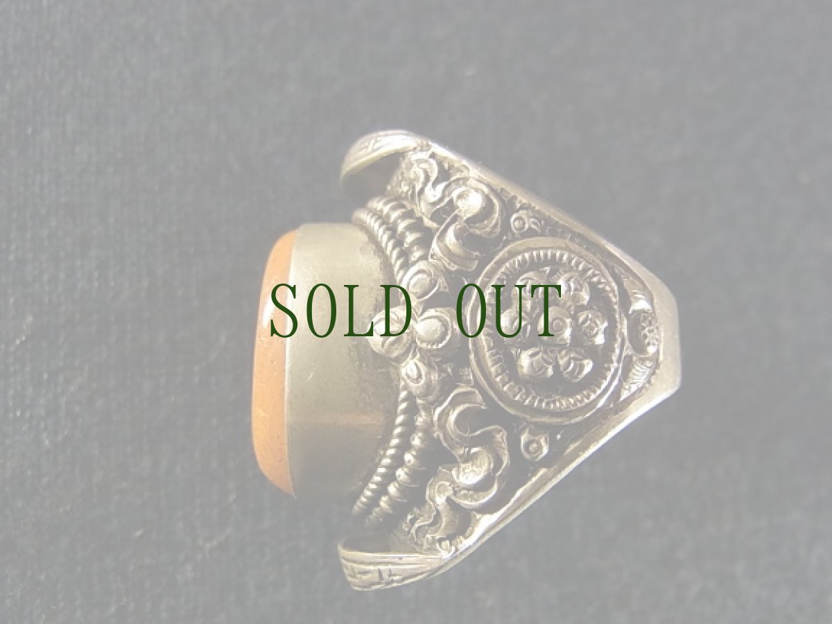 画像3: チベットオールドアンバー（琥珀 ）の銀製リング (3)