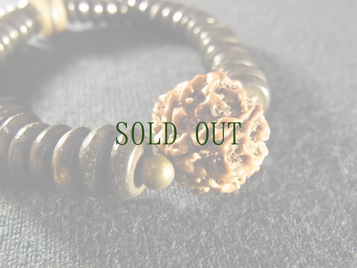 画像3: 6ムキ(六面)ルドラクシャ(金剛菩提樹)とチベットヤクの骨のブレスレット (3)