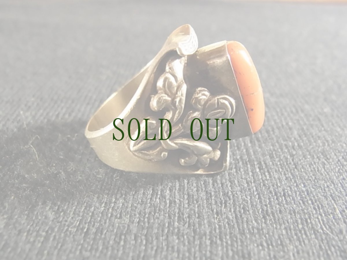 画像3: チベットコーラル（紅珊瑚 ）の銀製リング (3)