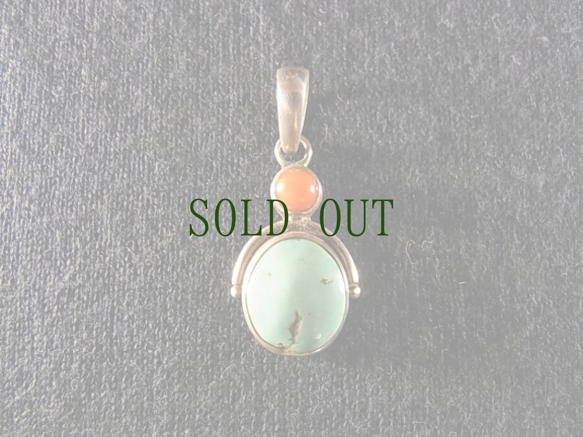 画像2: チベットターコイズの銀製ペンダントトップ (2)