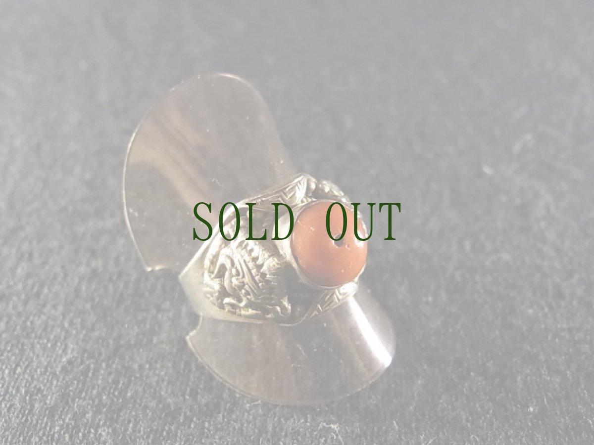 画像4: チベットコーラル（紅珊瑚 ）の銀製リング (4)