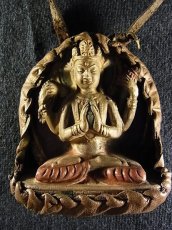 画像1: ツァツァ(チベットの磚仏)　四臂観音菩薩のネックレス (1)