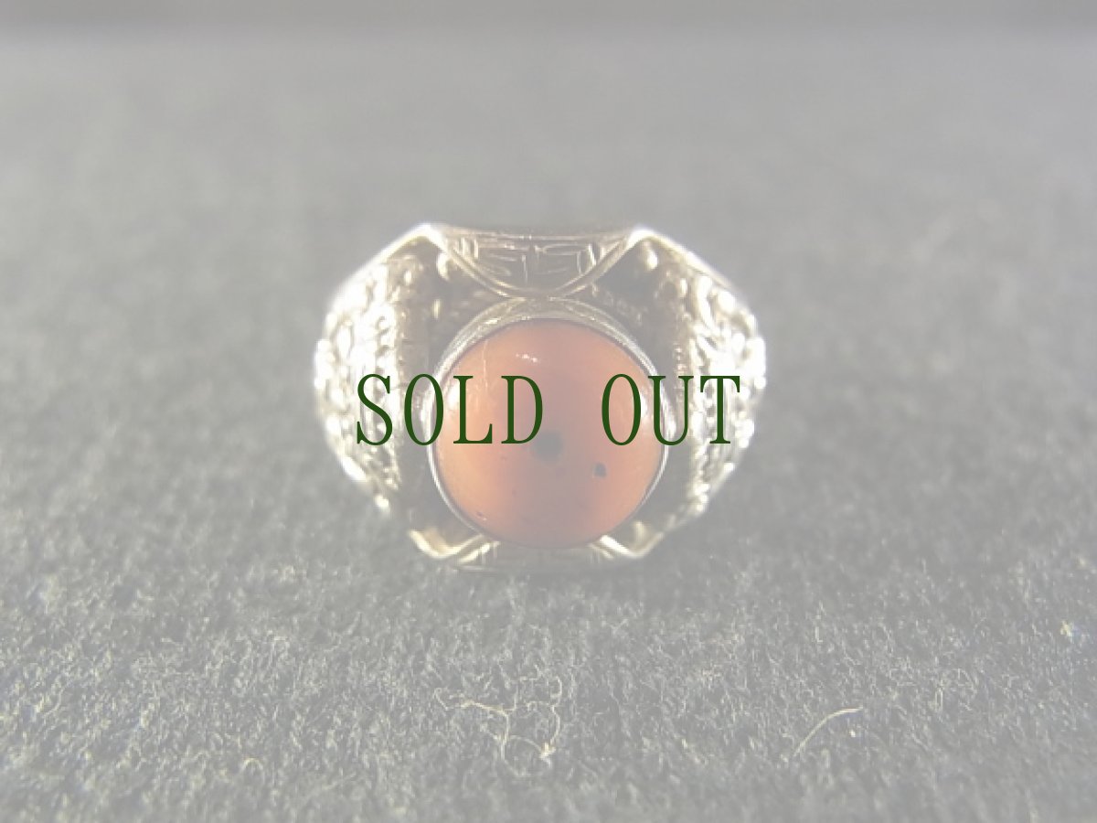 画像2: チベットコーラル（紅珊瑚 ）の銀製リング (2)