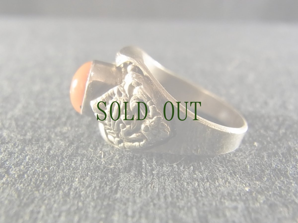 画像3: チベットコーラル（紅珊瑚 ）の銀製リング (3)