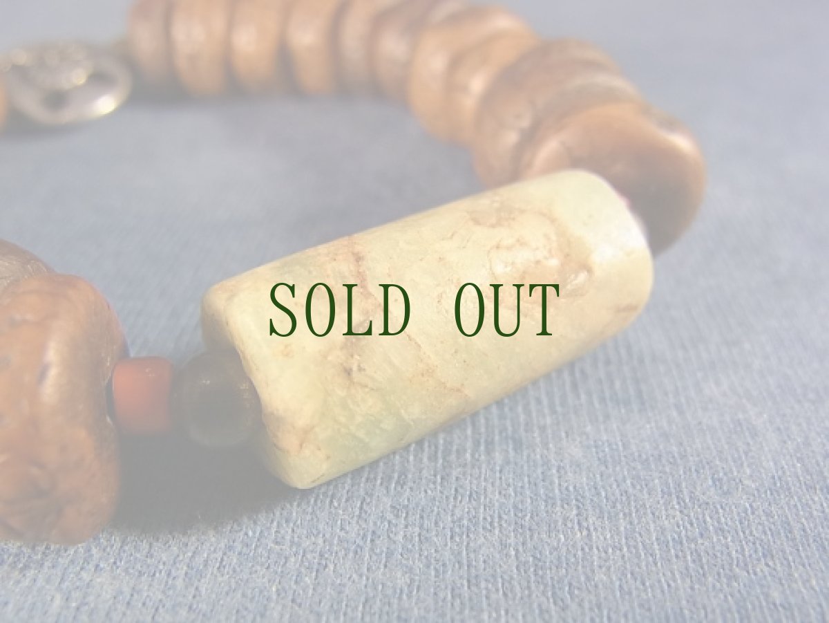 画像2: 発掘アマゾナイト(トゥアレグ族)とチベタンMALA(老鳳眼菩提樹)のブレスレット　 (2)