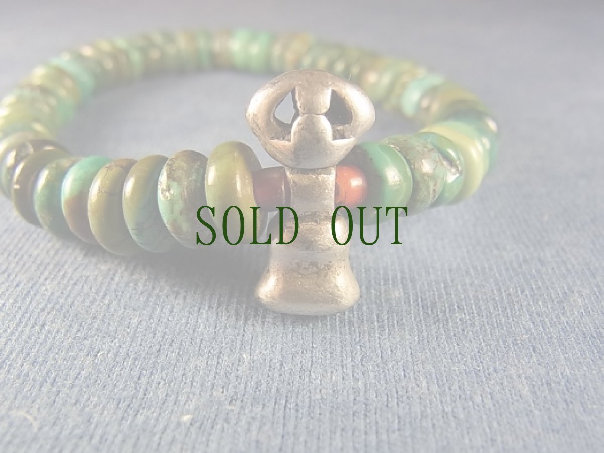 画像3: 純銀製チベタンパーツ(金剛鈴)と天然トルコ石のブレスレット (3)