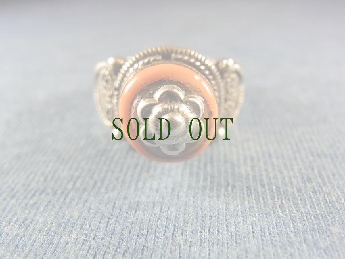 画像3: オールド・チベタンコーラルの銀製リング　 (3)