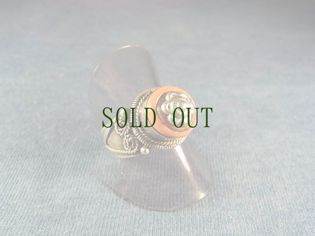 画像4: オールド・チベタンコーラルの銀製リング　 (4)