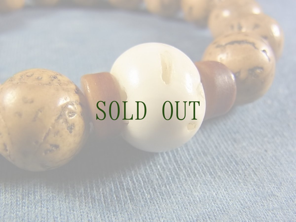 画像2: シャンカ（チベット法螺貝)と龍眼菩提樹のブレスレット　 (2)