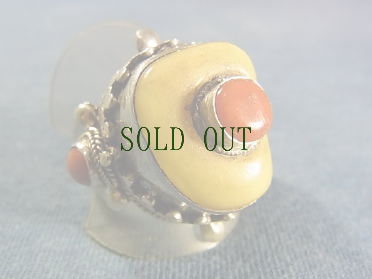 画像5: チベットオールドアンバー（琥珀 ）の銀製リング (5)