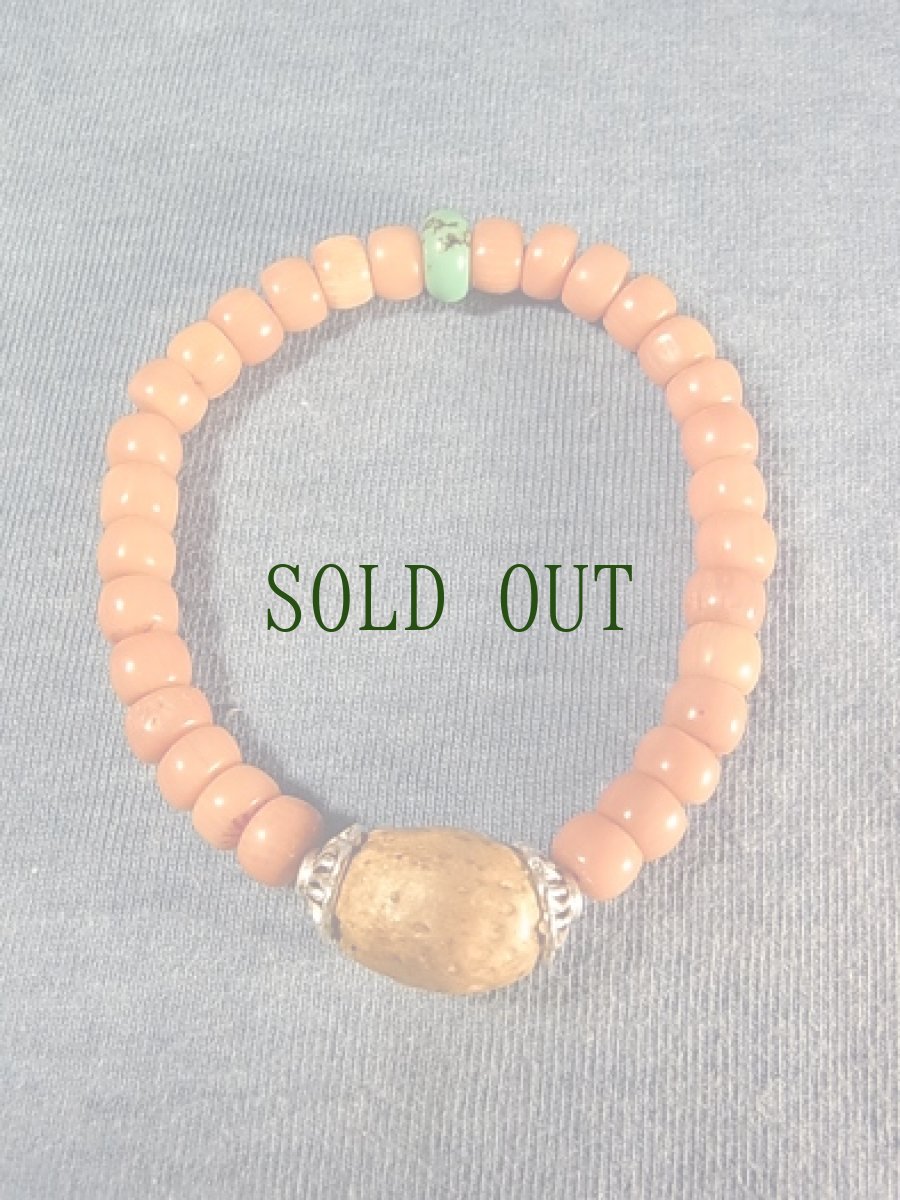 画像5: 天然珊瑚と五眼龍菩提樹、ターコイズのブレスレット (5)