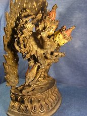 画像5: チャクラサンヴァラのヤブユム（四面二十四臂歓喜仏）　鍍金アンティーク仏像 (5)