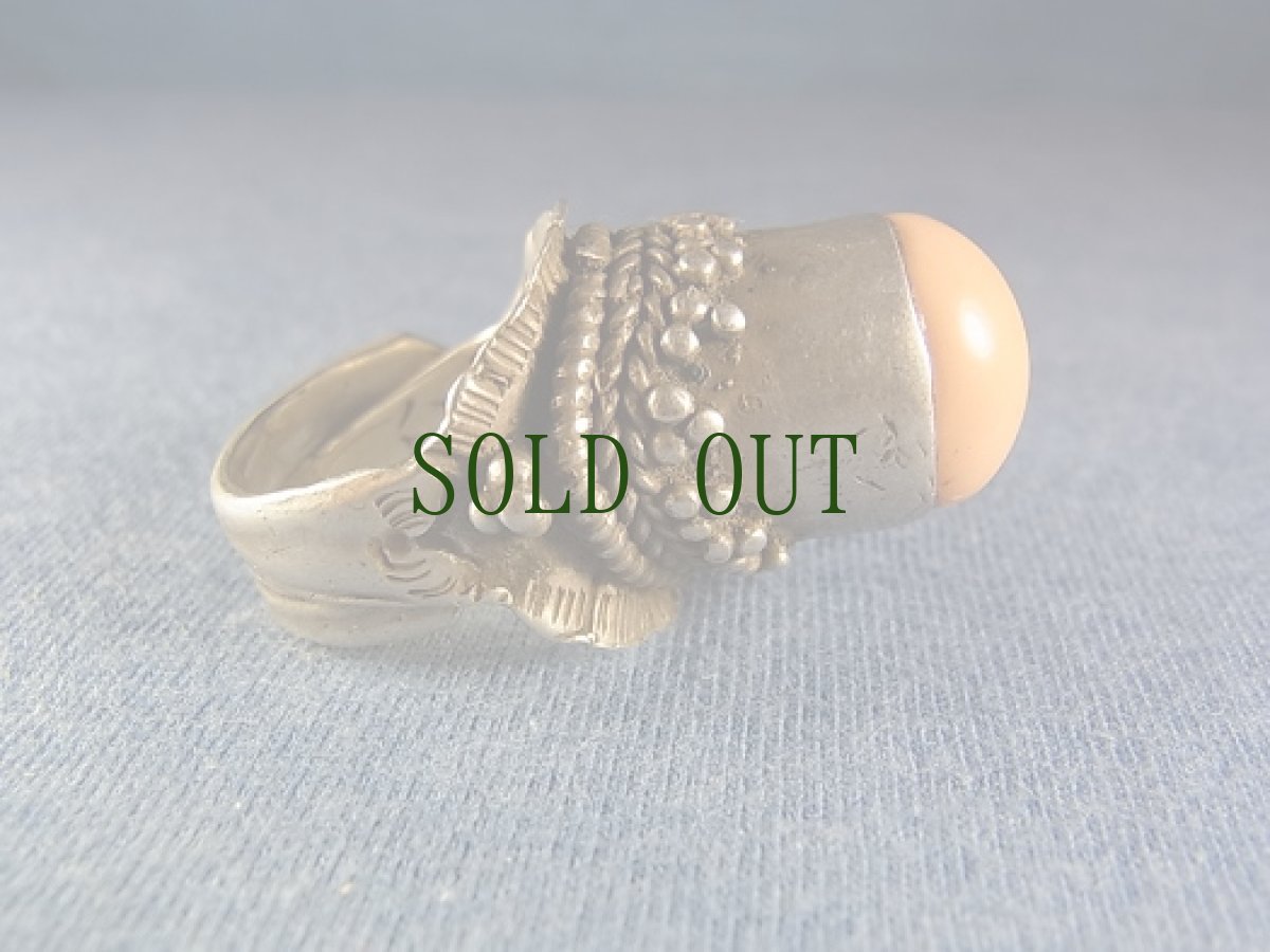 画像3: アンティーク・チベタンコーラル銀製リング(山さんご) (3)