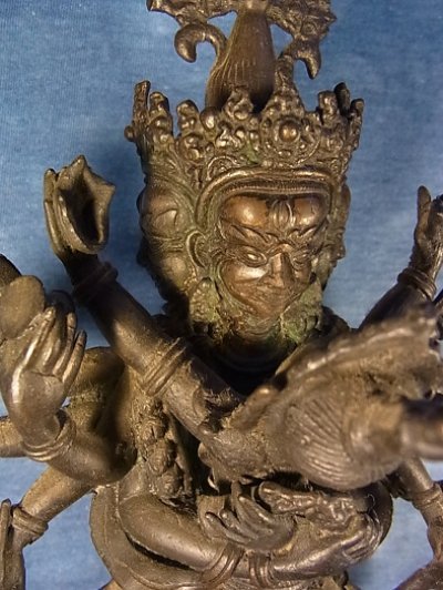 画像1: チャクラサンヴァラのヤブユム（四面十臂歓喜仏）　銅製アンティーク仏像