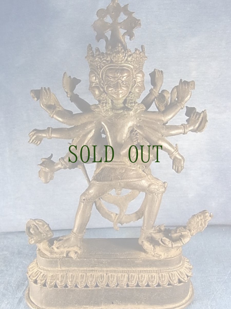 画像5: チャクラサンヴァラのヤブユム（四面十臂歓喜仏）　銅製アンティーク仏像 (5)