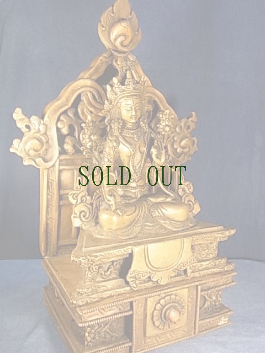 画像2: ホワイトターラ（銅製チベット仏像) drol kar・多羅菩薩　台座付 (2)