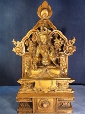 画像1: ホワイトターラ（銅製チベット仏像) drol kar・多羅菩薩　台座付 (1)