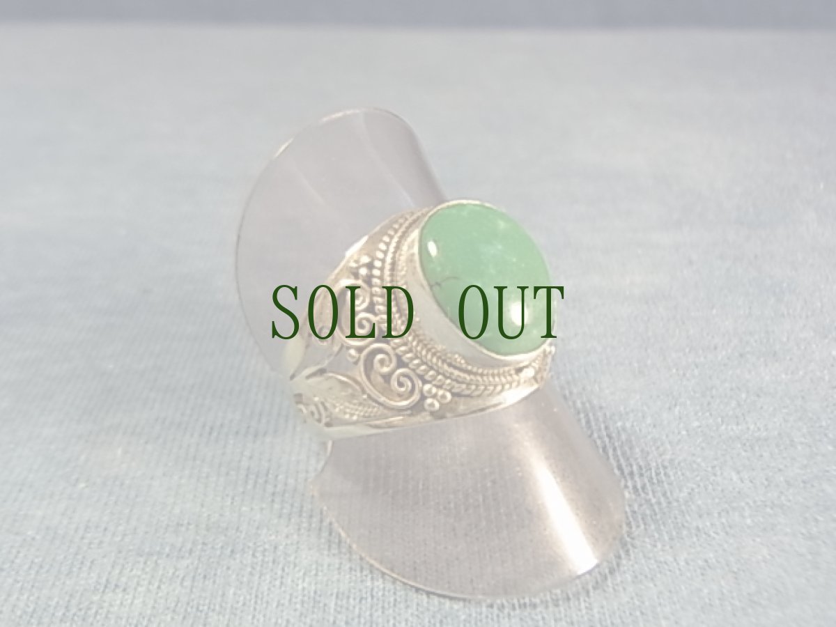 画像6: チベタン　オールドターコイズの銀製リング (6)