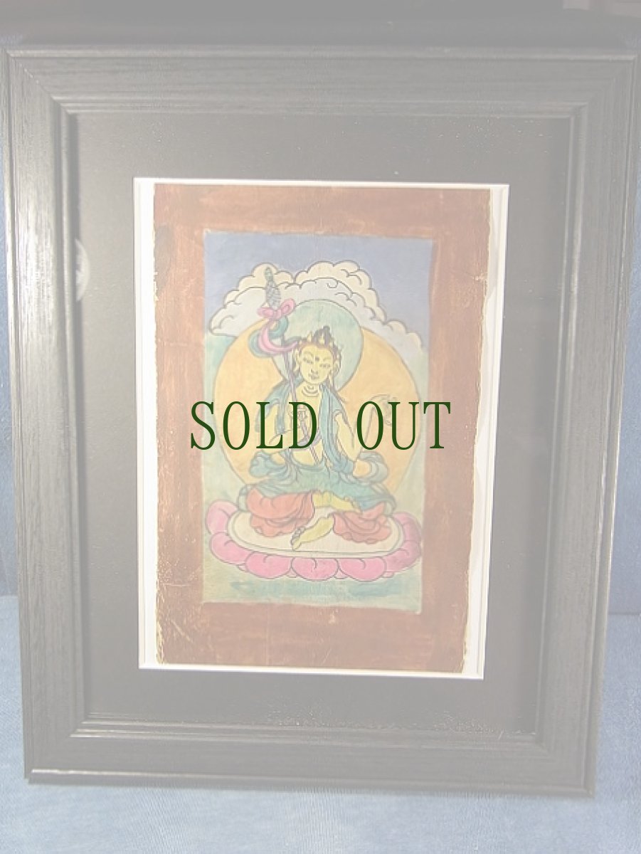 画像8: チベットのタンカ(菩薩画)　アンティーク・小サイズ(額装) (8)