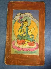 画像1: チベットのタンカ(菩薩画)　アンティーク・小サイズ(額装) (1)
