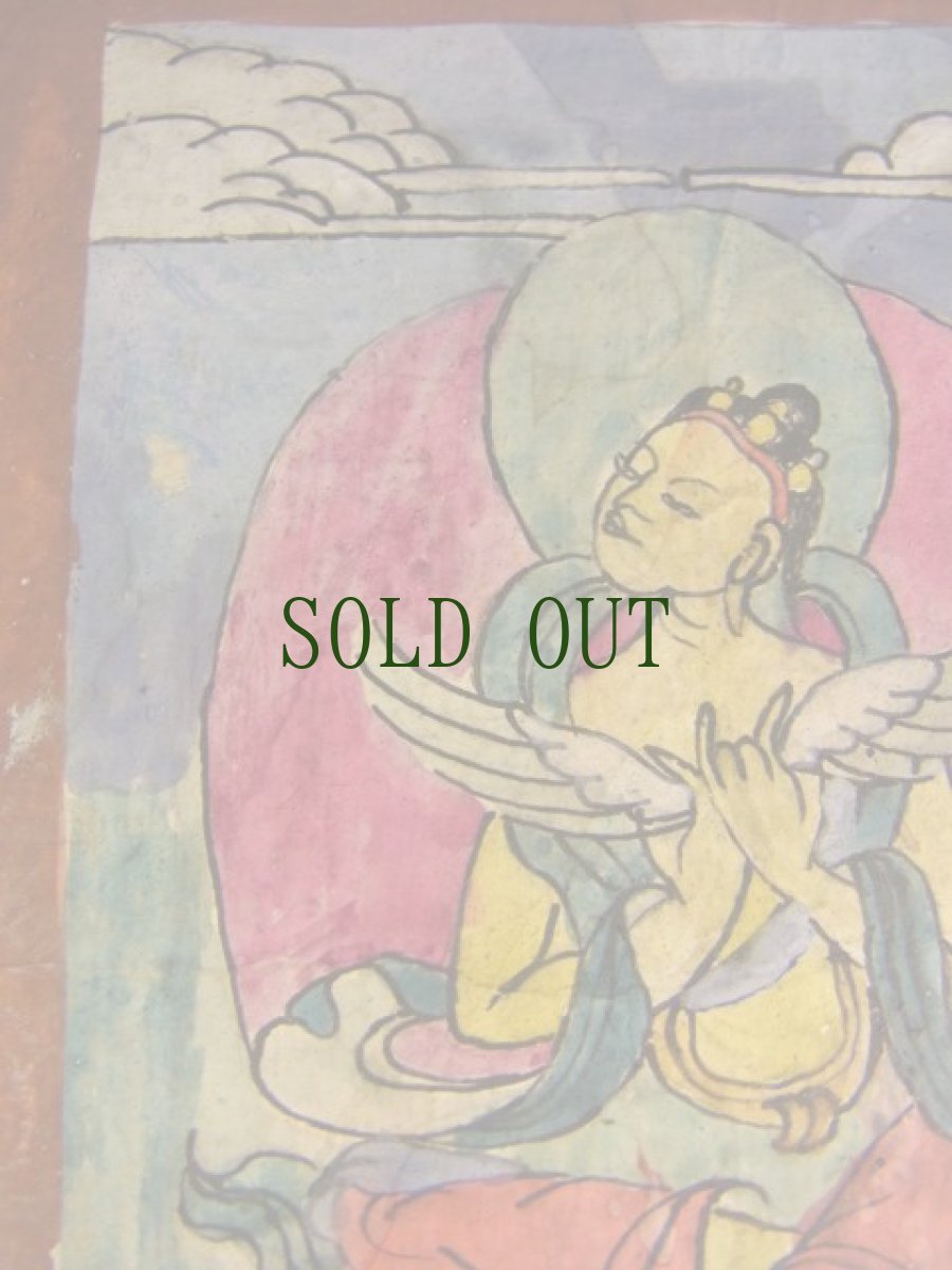 画像3: チベットのタンカ(菩薩画)　アンティーク・小サイズ(額装) (3)