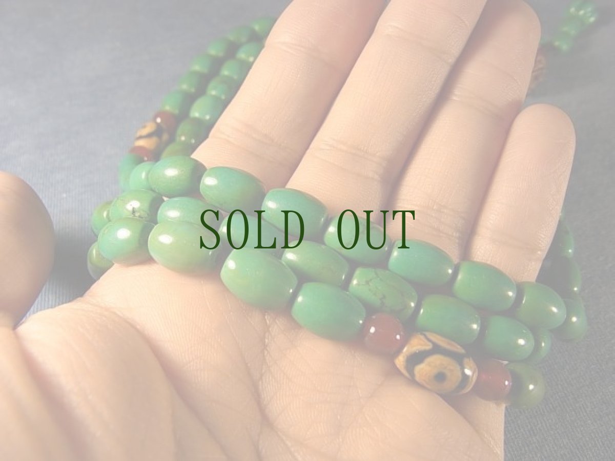 画像9: トルコ石（チベタンターコイズ）の108玉御数珠(チベタン MALA ) (9)