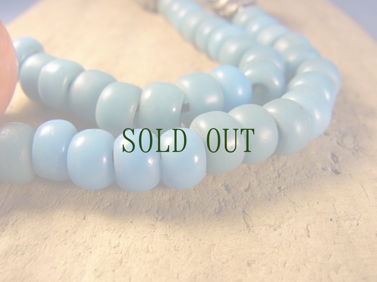 画像7: 和蘭玉(アイヌ玉・浅葱色)とチベットコーラル(天然圧縮珊瑚)、伽羅沈香のオリジナル首飾り (7)