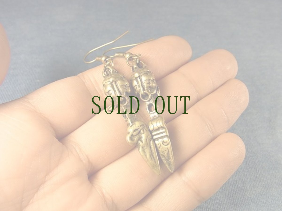 画像5: ドルジェ(独鈷杵)のピアス　　　銅製チベタンＭＡＬＡパーツ　 (5)