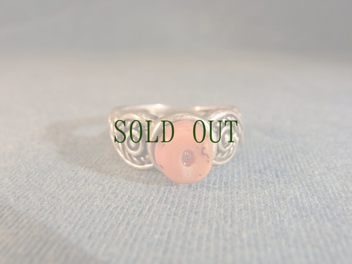 画像2: チベタンコーラルの純銀製リング　(山珊瑚) (2)