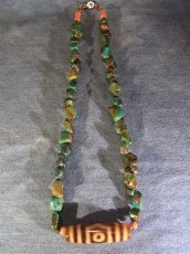 画像3: ジービーズ(三眼天珠）とチベタンターコイズ（天然トルコ石）のネックレス (3)