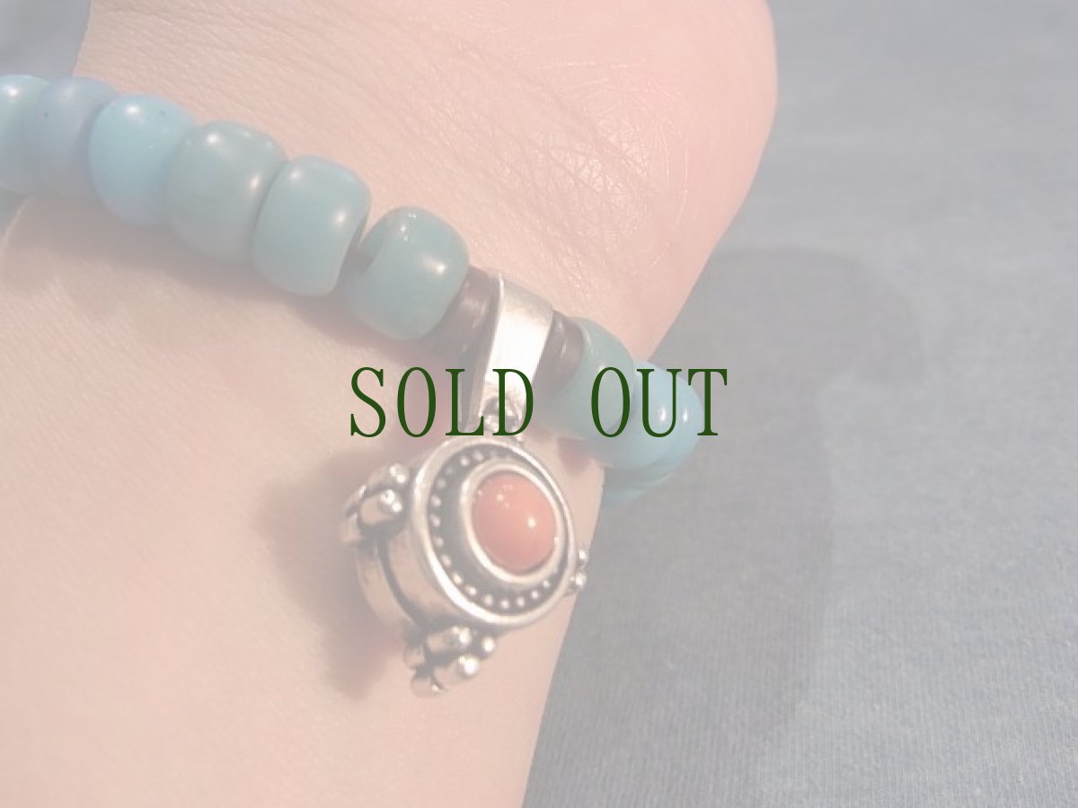 画像8: 和蘭玉(浅葱色・アイヌ玉)とチベットＭＡＬＡパーツ、グリーンファントムのブレスレット (8)