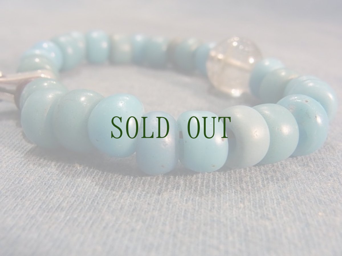 画像5: 和蘭玉(浅葱色・アイヌ玉)とチベットＭＡＬＡパーツ、グリーンファントムのブレスレット (5)