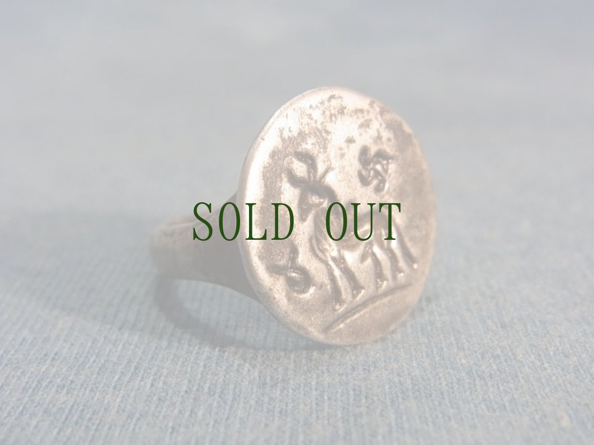 画像5: チベタン銀製リング（カノシシモチーフ tibetan antique silver ring）  (5)