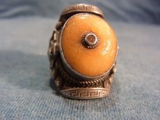 画像5: チベタン・オールドアンバーの銀製リング（tibetan old amber silver ring） (5)