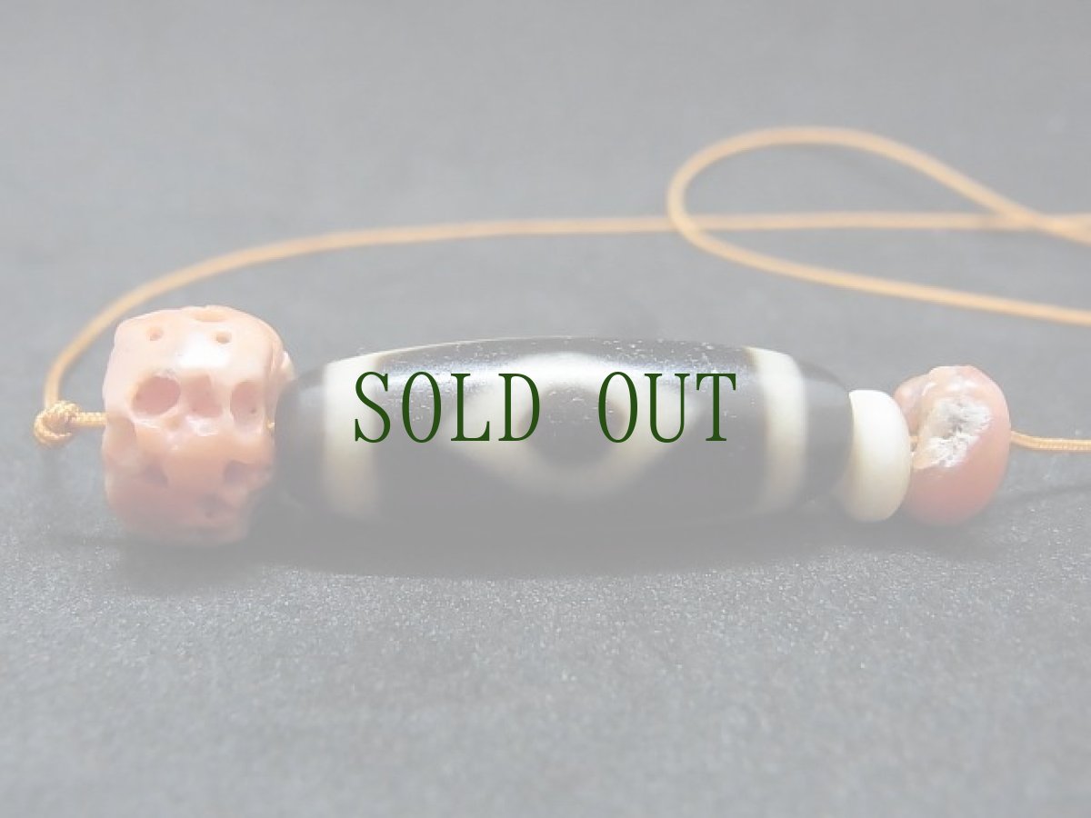 画像2: ジービーズ(ブッダ２アイ・dzi mig ni pa) と山珊瑚（アンティークチベタンコーラル） (2)