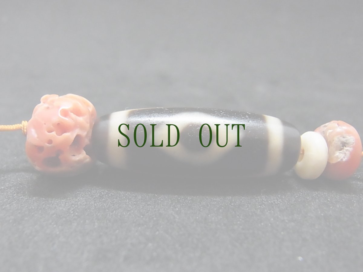 画像5: ジービーズ(ブッダ２アイ・dzi mig ni pa) と山珊瑚（アンティークチベタンコーラル） (5)