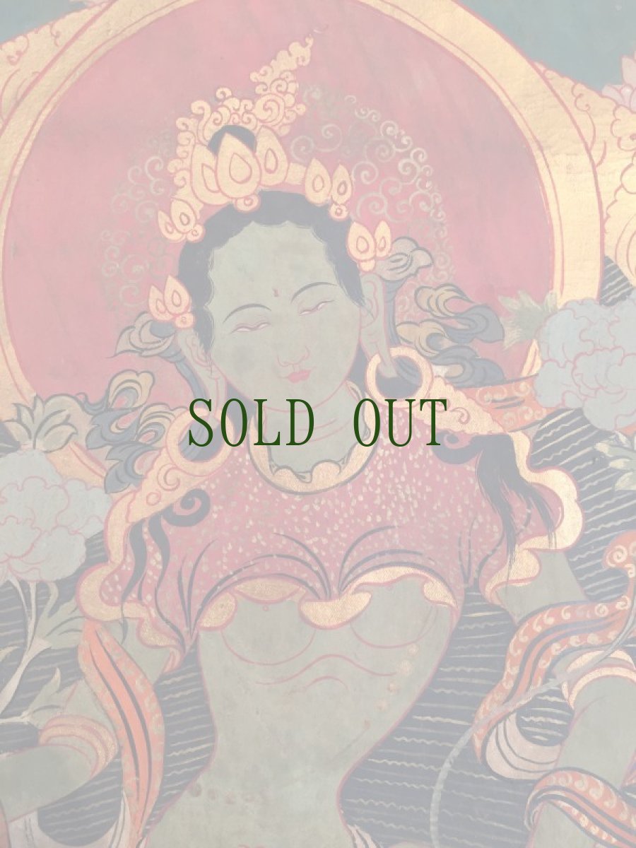 画像2: グリーンターラのタンカ　(tibetan thangka)　緑多羅菩薩 (2)