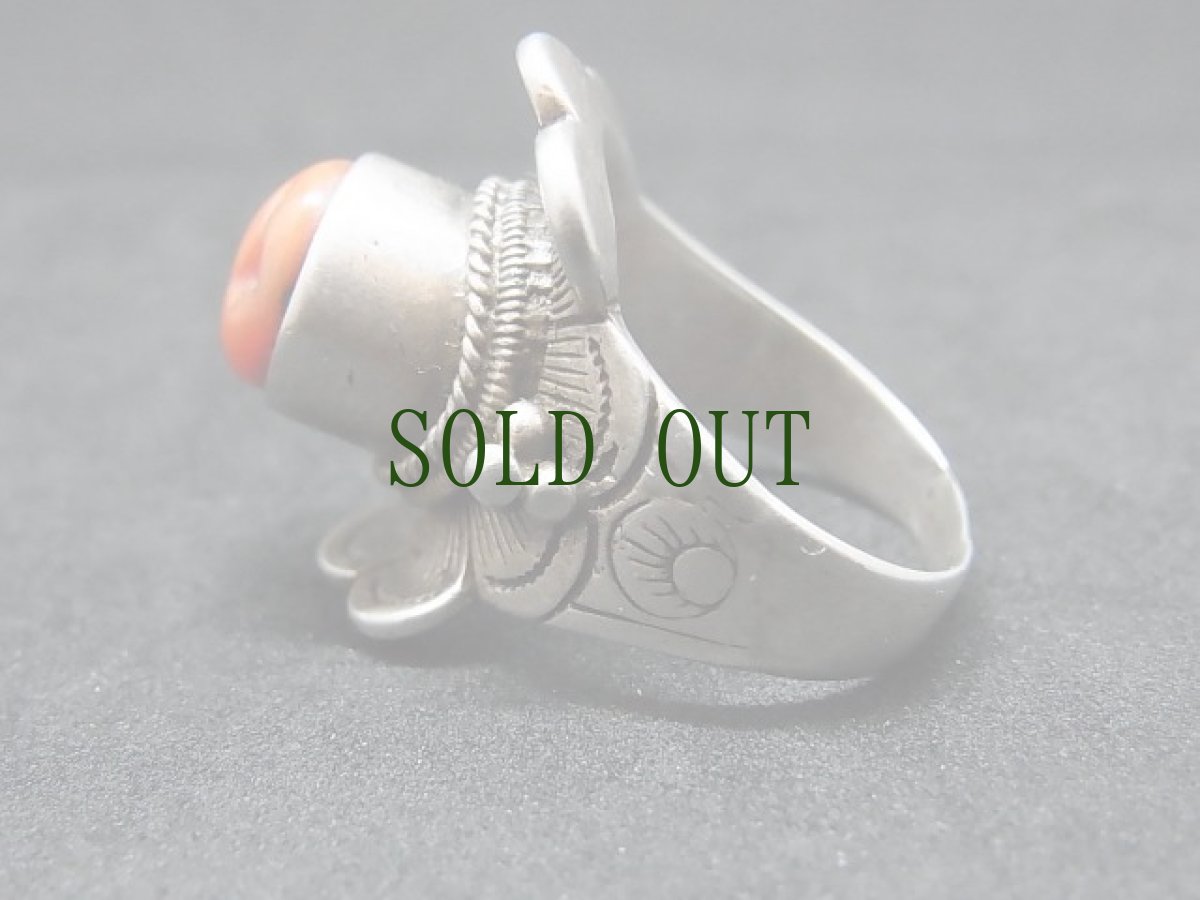 画像5: アンティーク・チベタンコーラル銀製リング(山さんご) (5)