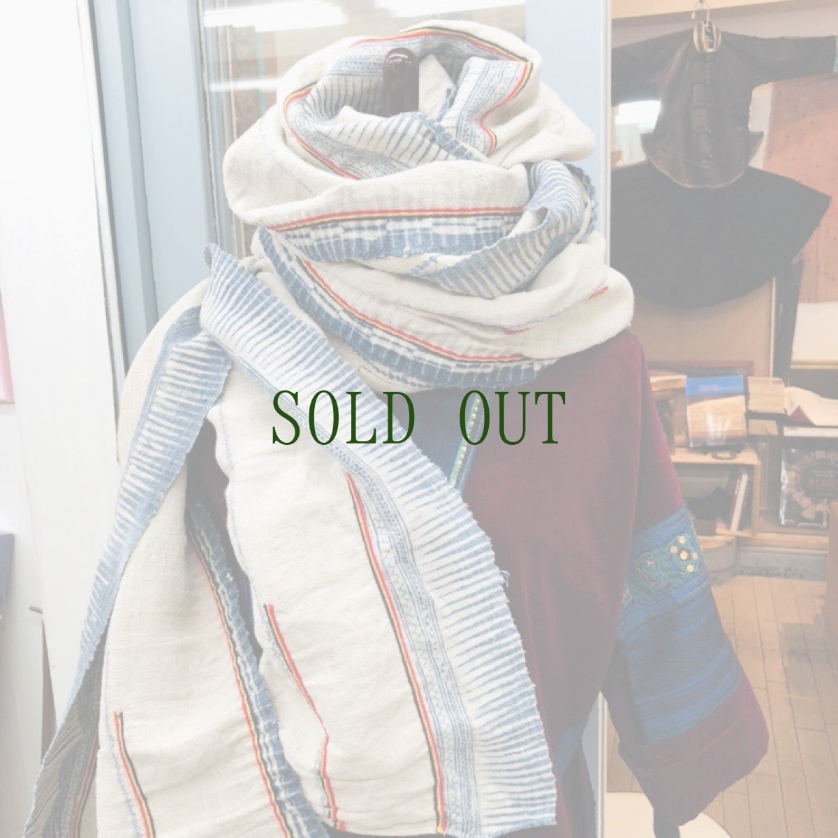 画像7: 貴州省　昭通式苗族(威寧・ウェイニン)　藍染・麻製　反物（50ｃｍ×5ｍ） (7)