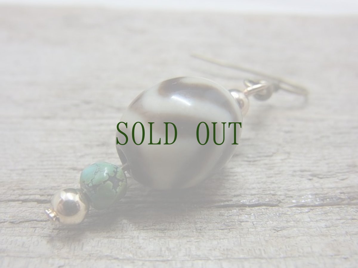 画像3: ジービーズ 水紋天珠（虎牙）のピアス (3)