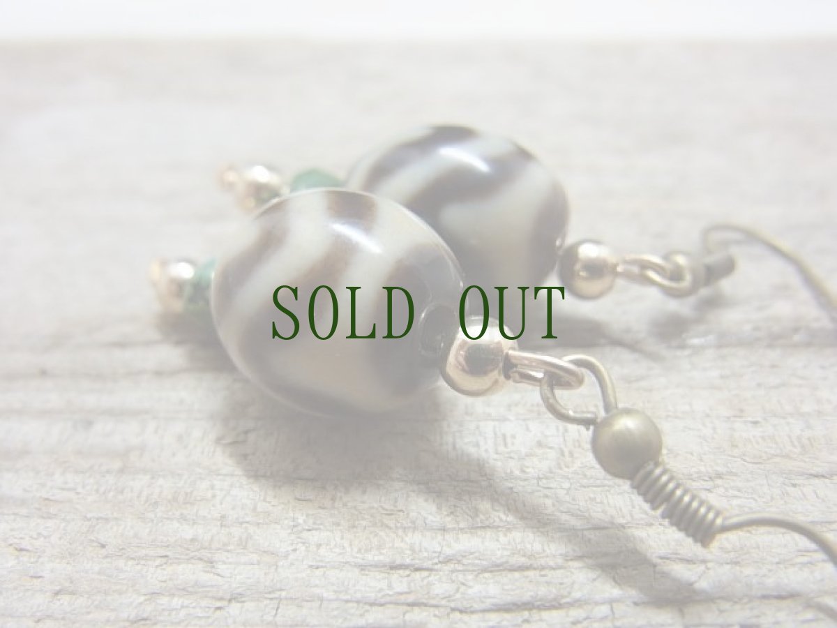 画像5: ジービーズ 水紋天珠（虎牙）のピアス (5)