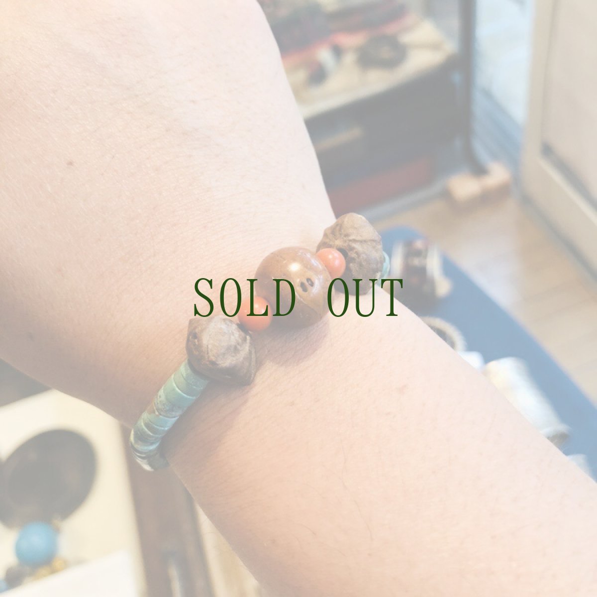 画像8: チベタン天然ターコイズ(yu)と菩提樹のブレスレット 　（tibetan natural turquoise）  (8)