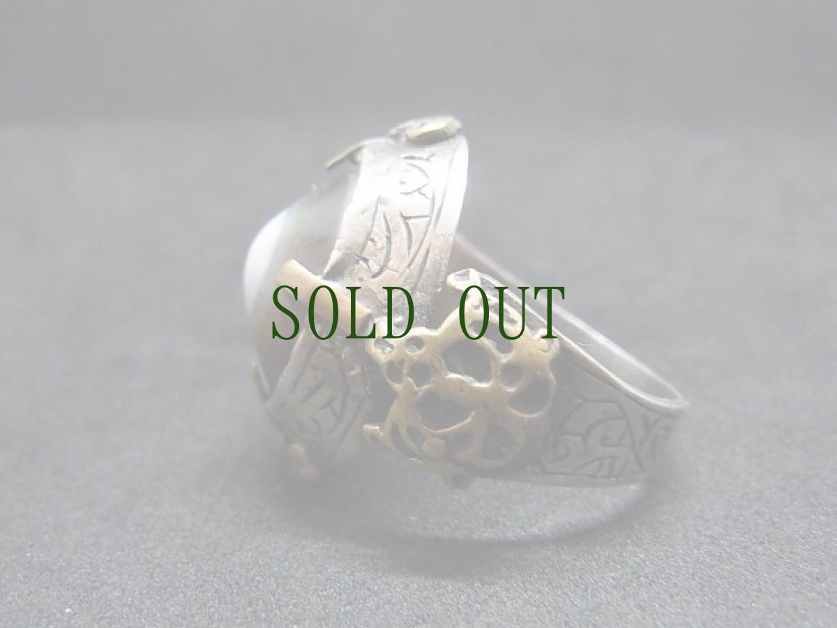 画像5: 天眼石（アイアゲート）　チベット羊眼板珠（ルックミ）のシルバーリング　 (5)