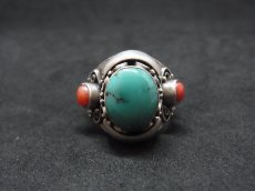 画像2: チベタンターコイズ（yu）の銀製リング　（tibetan  turquoise  ring） (2)