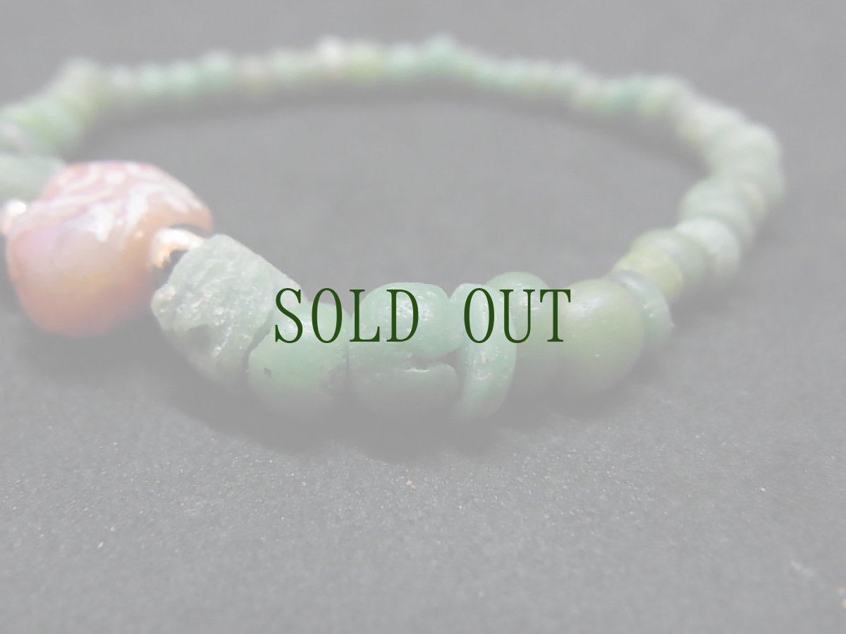 画像6: 古代ペルシア（古代ローマン）とんぼ玉とエッチドカーネリアン（インダス文明）のブレスレット (6)