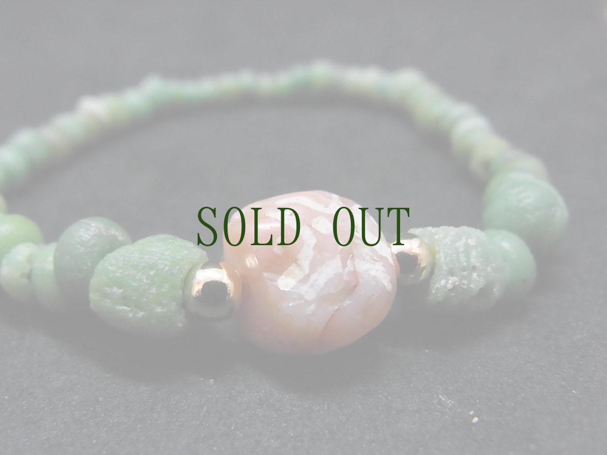 画像5: 古代ペルシア（古代ローマン）とんぼ玉とエッチドカーネリアン（インダス文明）のブレスレット (5)