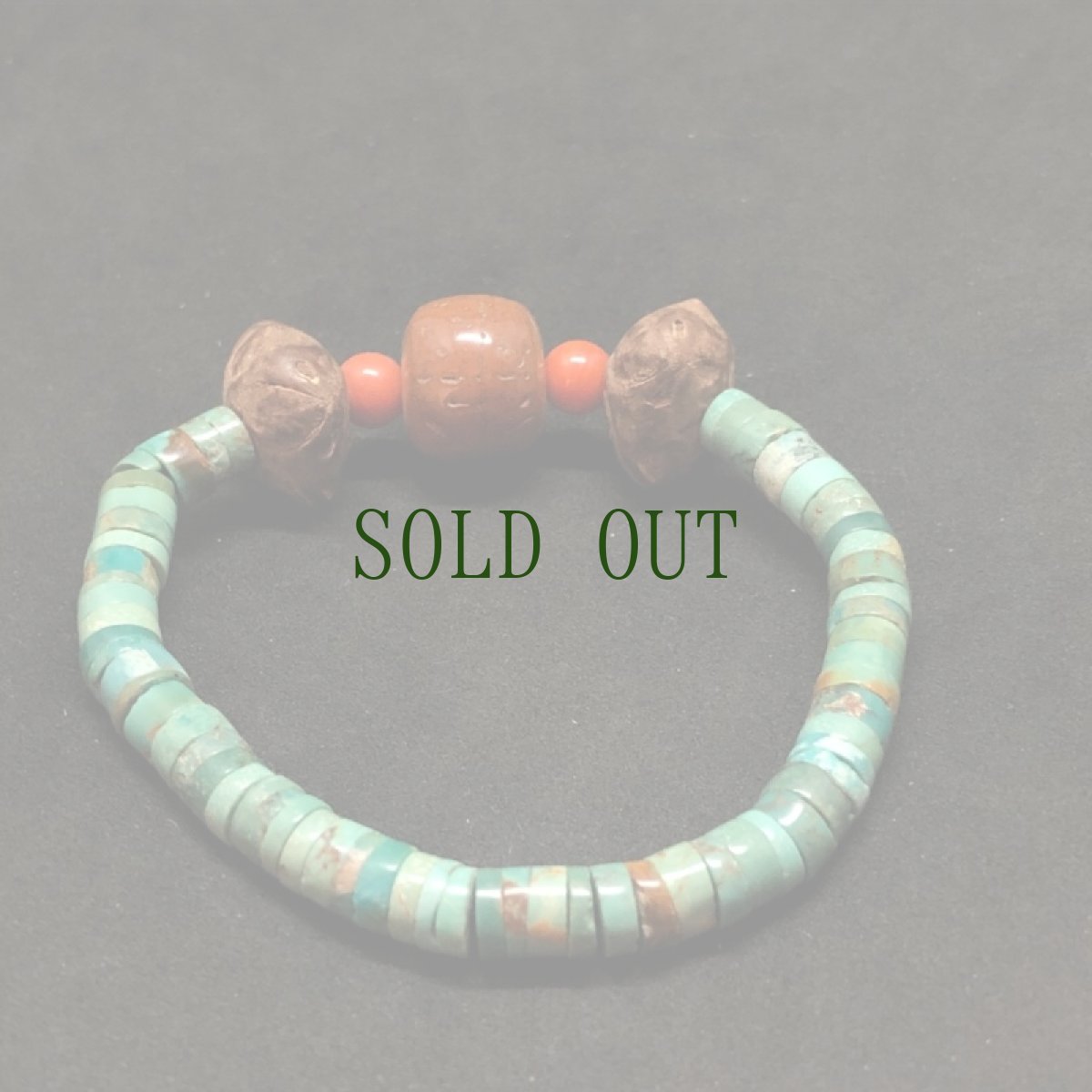 画像3: チベタン天然ターコイズ(yu)と菩提樹のブレスレット 　（tibetan natural turquoise）  (3)