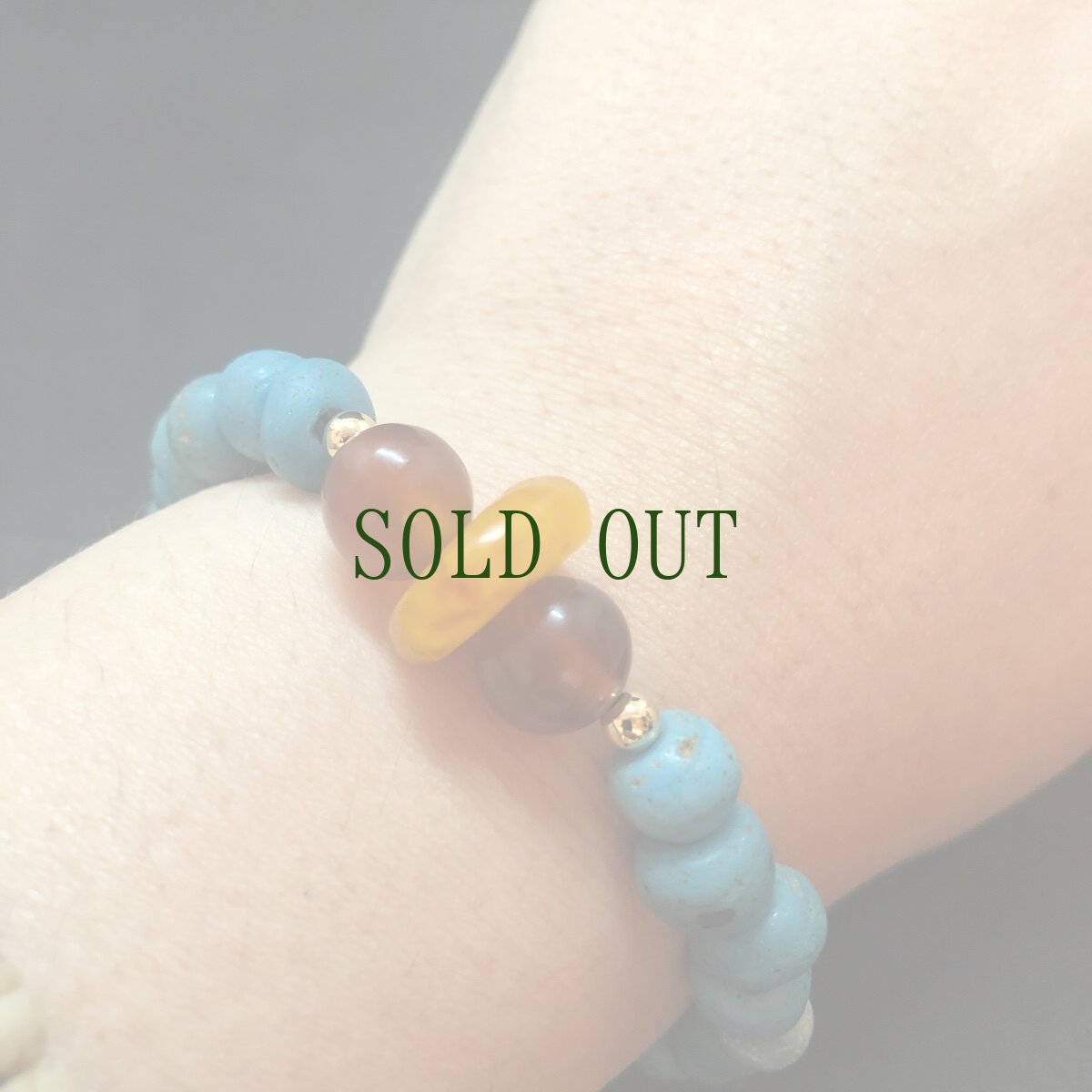 画像8: アイヌ玉（和蘭玉/ドゴンブルー)と琥珀、亀甲玉のブレスレット　 (8)