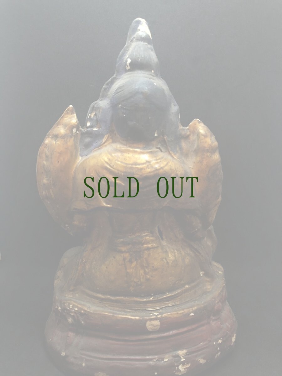 画像10: グリーンターラの鍍金ツァツァ仏　(チベットの開眼磚仏・多羅菩薩)　アンティーク (10)